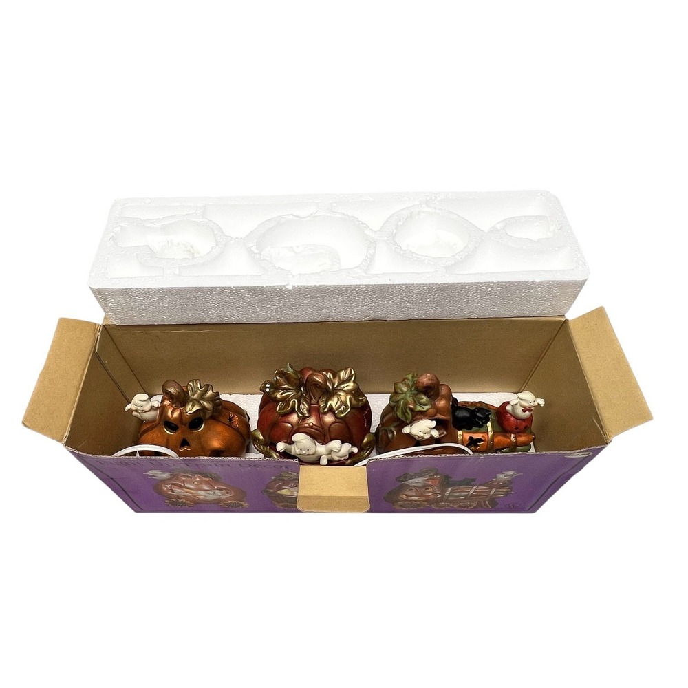 Halloween Light Up Train Decor Set Pumpkins Ghost Sunflowers W/ Box Spooky Cute - Picture 16 of 16